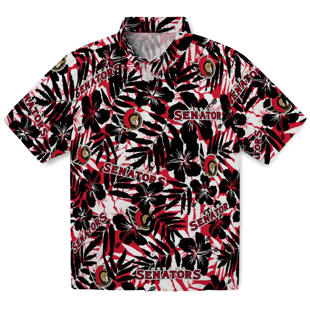 Ottawa Senators Hawaiian Shirt - Hibiscus Overlay ottawa senators hibiscus overlay hawaiian shirts best selling