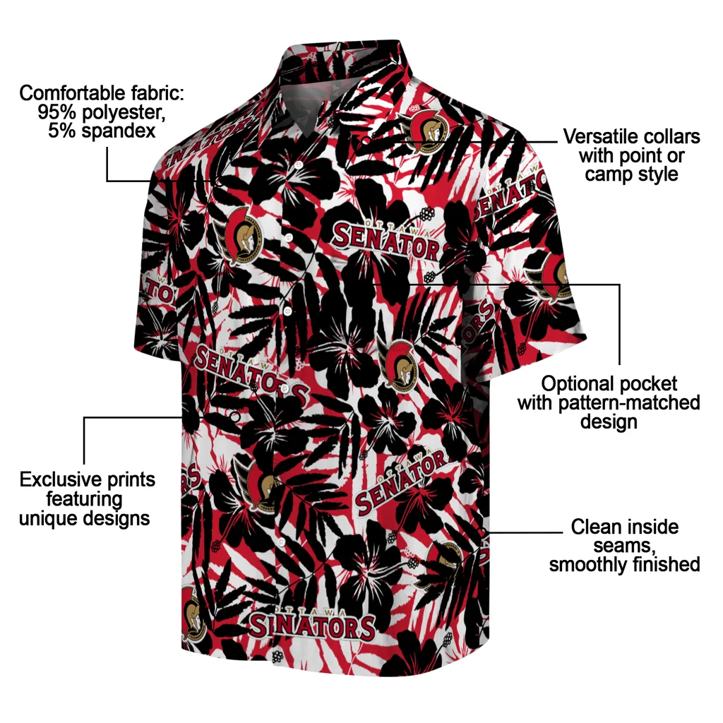 Ottawa Senators Hawaiian Shirt - Hibiscus Overlay ottawa senators hibiscus overlay hawaiian shirts new arrival