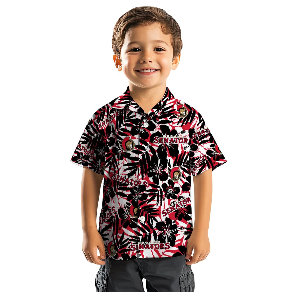 Ottawa Senators Hawaiian Shirt - Hibiscus Overlay ottawa senators hibiscus overlay hawaiian shirts top rated
