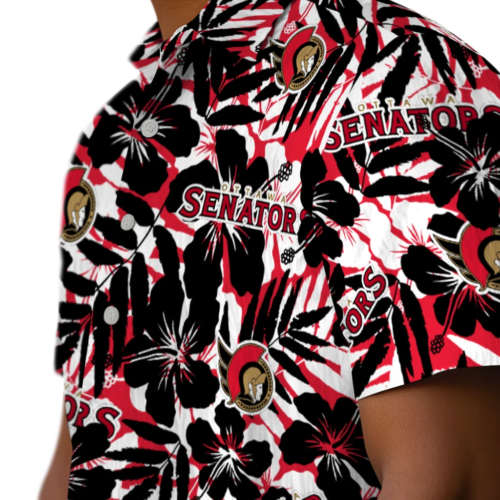 Ottawa Senators Hawaiian Shirt - Hibiscus Overlay ottawa senators hibiscus overlay hawaiian shirts trendy