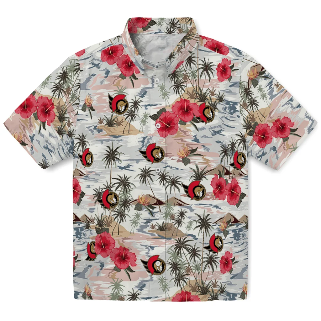 Ottawa Senators Hawaiian Shirt - Hibiscus Seaside ottawa senators hibiscus seaside white hawaiian shirts best selling