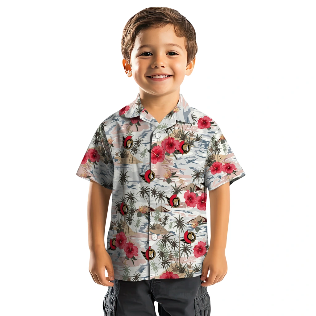 Ottawa Senators Hawaiian Shirt - Hibiscus Seaside ottawa senators hibiscus seaside white hawaiian shirts top rated
