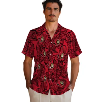 ottawa senators leaf outline red hawaiian shirts fashion forward