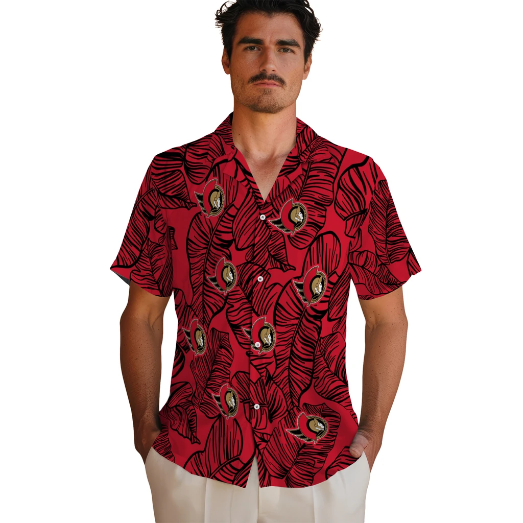 Ottawa Senators Hawaiian Shirt - Leaf Outline ottawa senators leaf outline red hawaiian shirts fashion forward