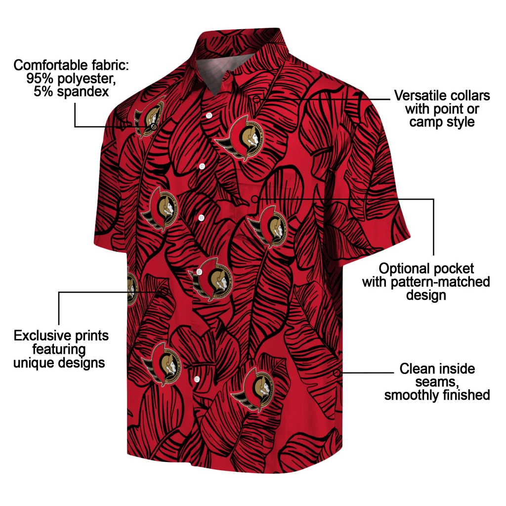 Ottawa Senators Hawaiian Shirt - Leaf Outline ottawa senators leaf outline red hawaiian shirts new arrival