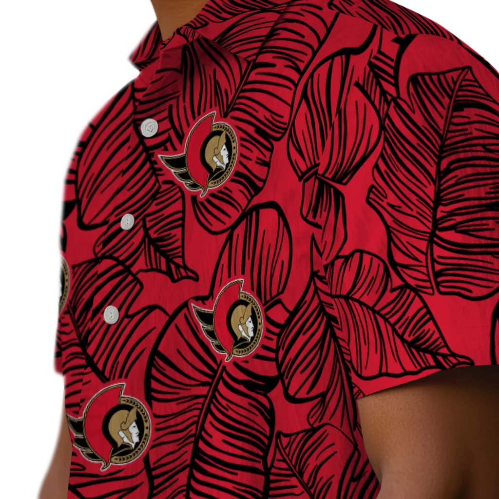 Ottawa Senators Hawaiian Shirt - Leaf Outline ottawa senators leaf outline red hawaiian shirts trendy