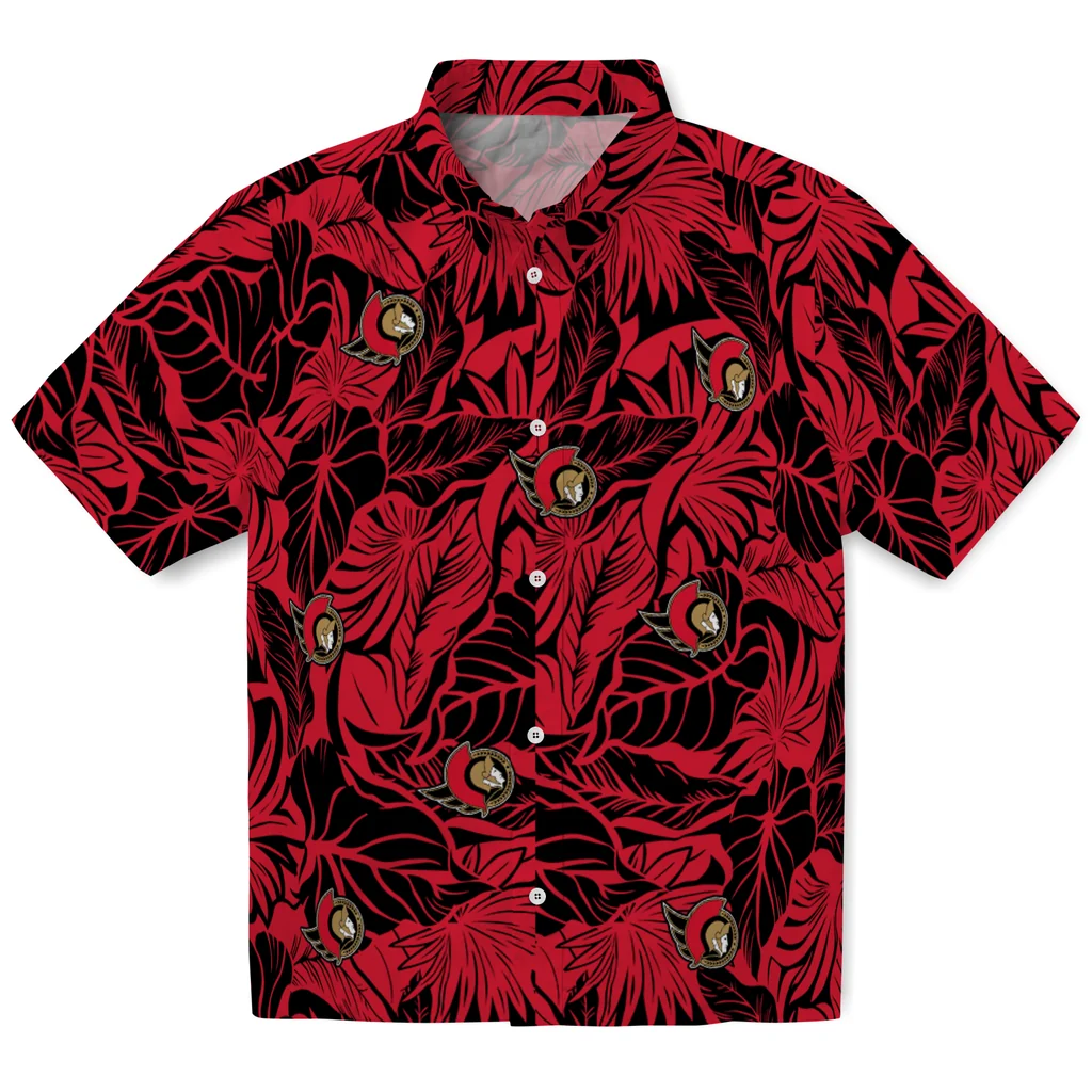 Ottawa Senators Hawaiian Shirt - Monstera Layer ottawa senators monstera layer red hawaiian shirts best selling