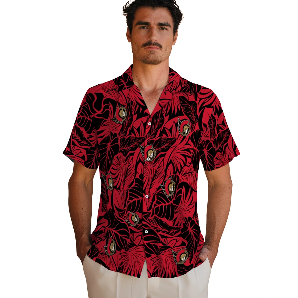 Ottawa Senators Hawaiian Shirt - Monstera Layer ottawa senators monstera layer red hawaiian shirts fashion forward