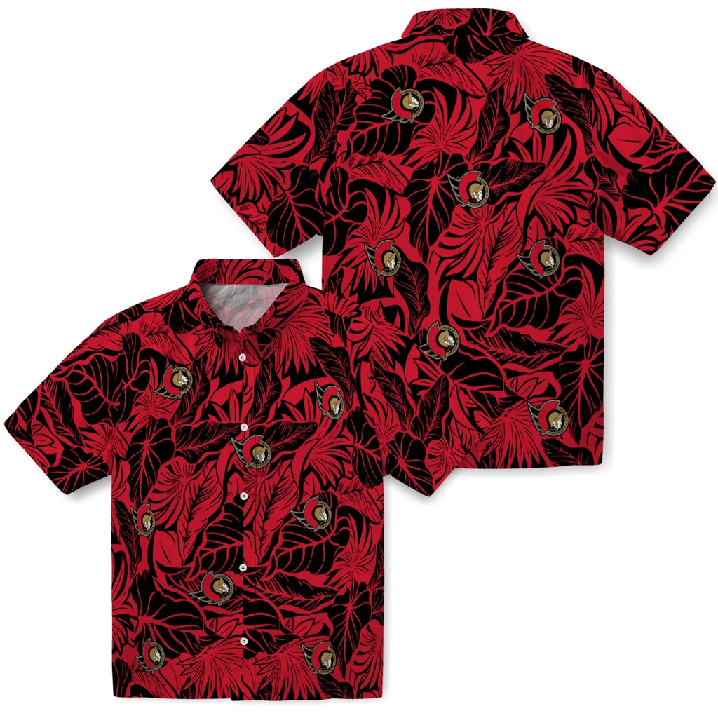 Ottawa Senators Hawaiian Shirt - Monstera Layer ottawa senators monstera layer red hawaiian shirts high quality