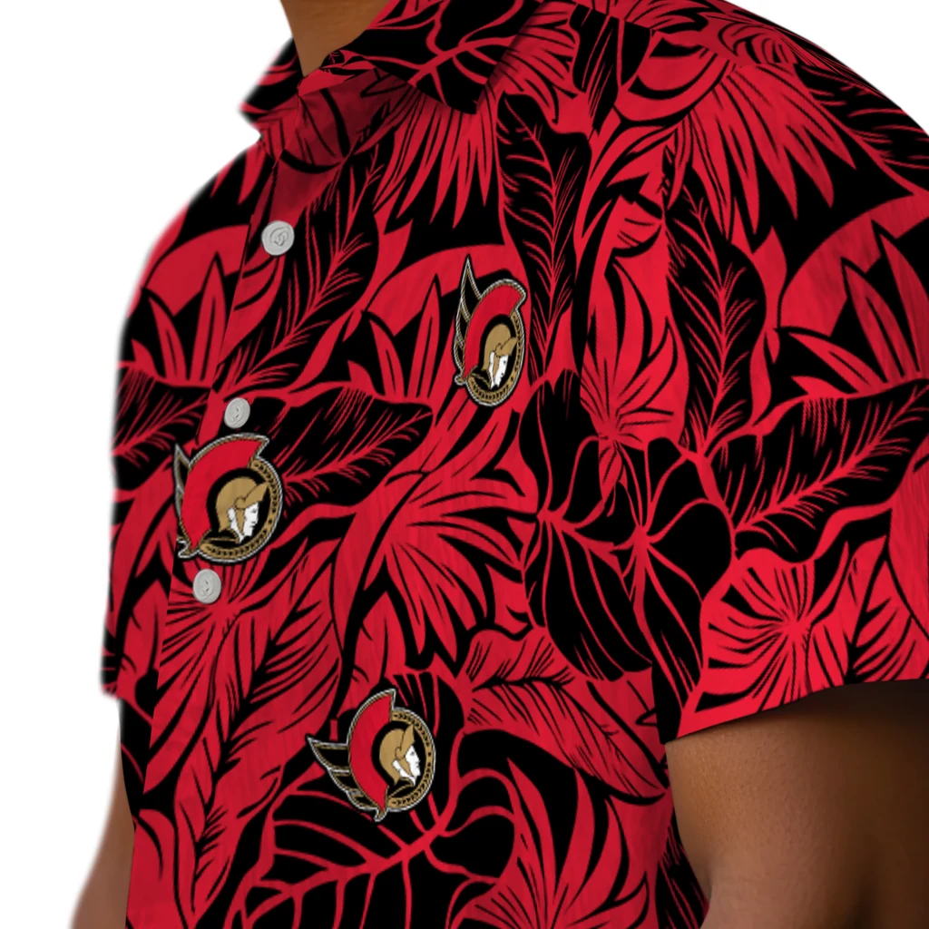 Ottawa Senators Hawaiian Shirt - Monstera Layer ottawa senators monstera layer red hawaiian shirts trendy