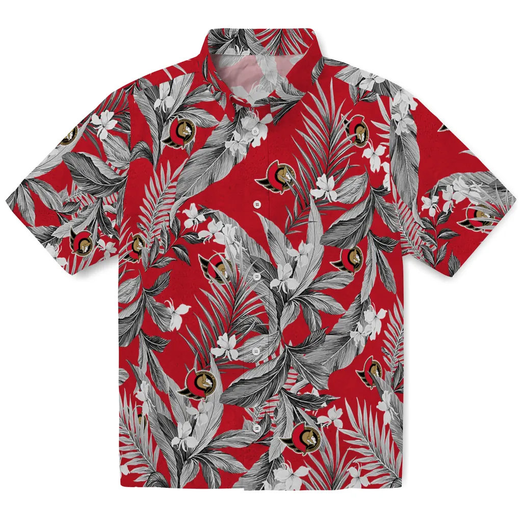 Ottawa Senators Hawaiian Shirt - Palm Leaves ottawa senators palm leaves red hawaiian shirts best selling