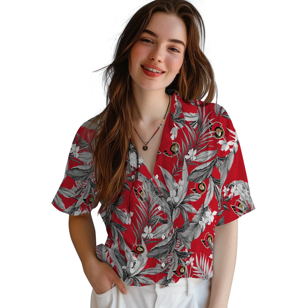 Ottawa Senators Hawaiian Shirt - Palm Leaves ottawa senators palm leaves red hawaiian shirts latest model