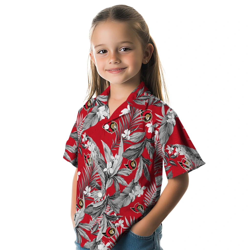 Ottawa Senators Hawaiian Shirt - Palm Leaves ottawa senators palm leaves red hawaiian shirts premium grade