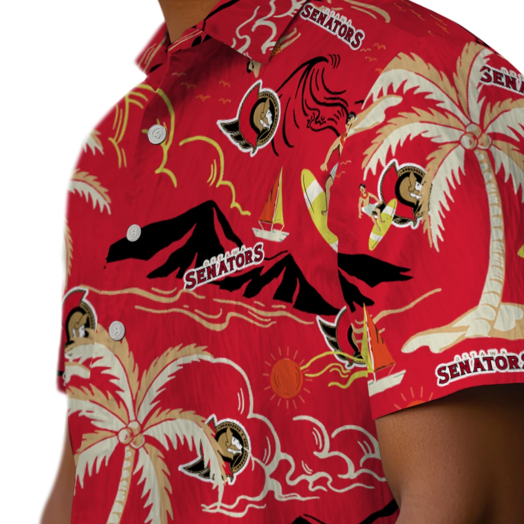 Ottawa Senators Hawaiian Shirt - Palm Tree Island ottawa senators palm tree island red hawaiian shirts trendy