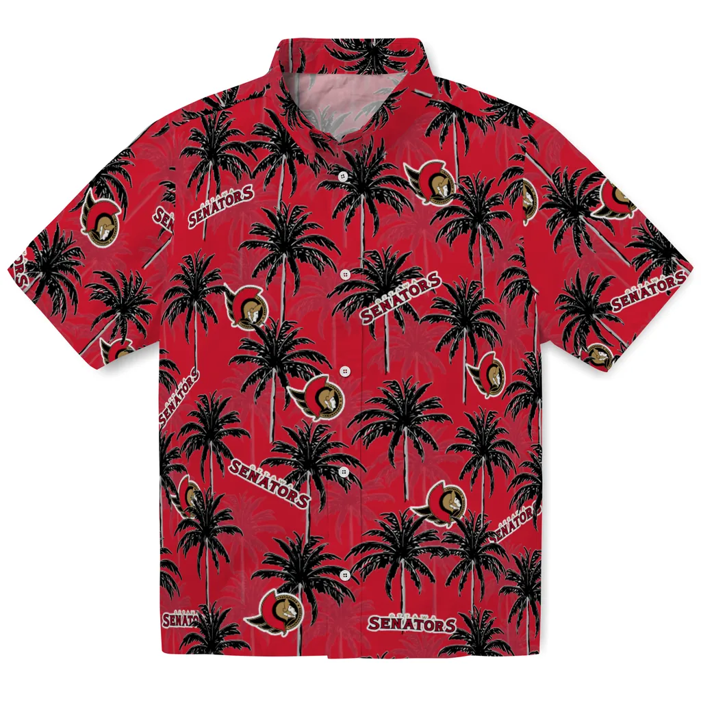 Ottawa Senators Hawaiian Shirt - Palm Tree Motif ottawa senators palm grove red hawaiian shirts best selling