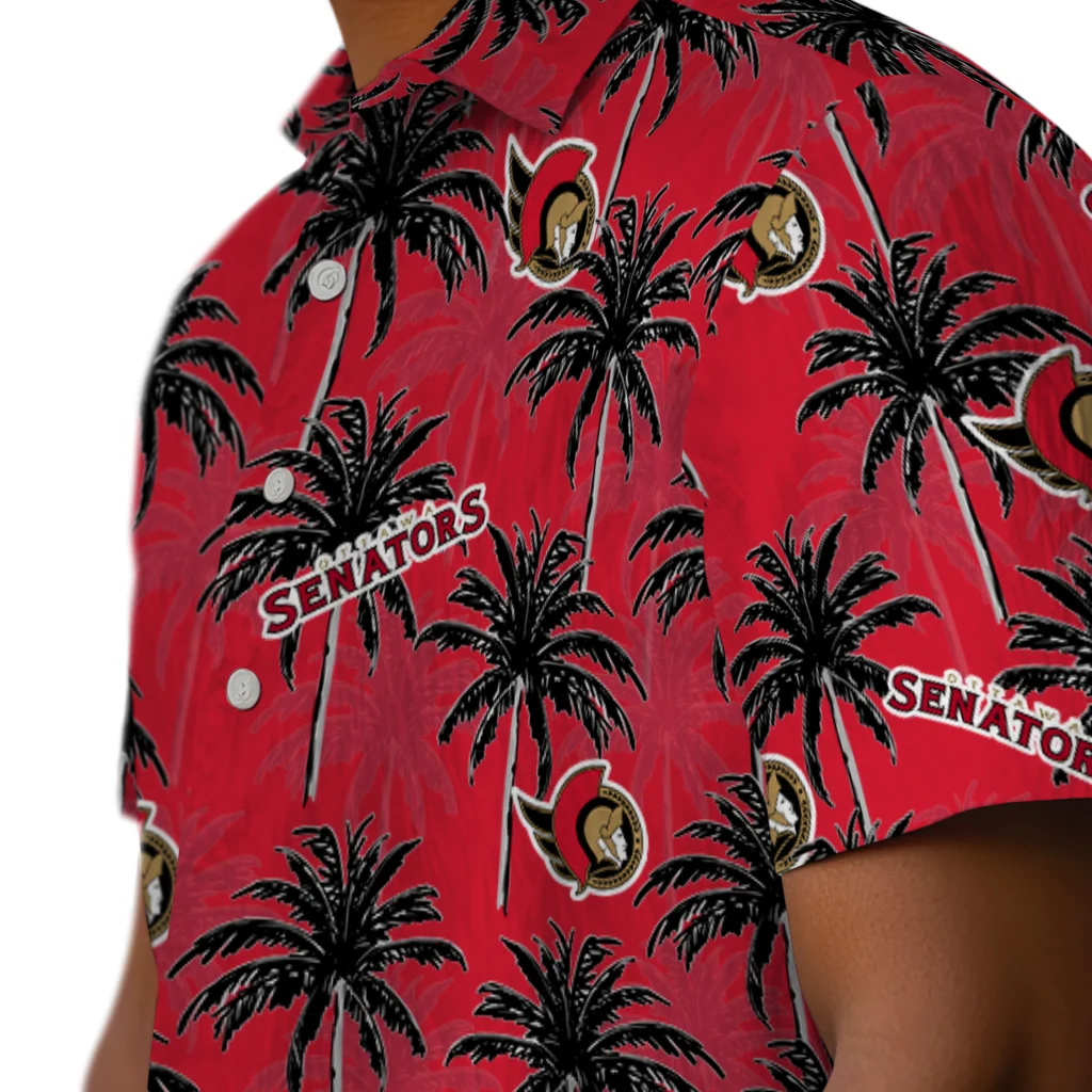 Ottawa Senators Hawaiian Shirt - Palm Tree Motif ottawa senators palm grove red hawaiian shirts trendy