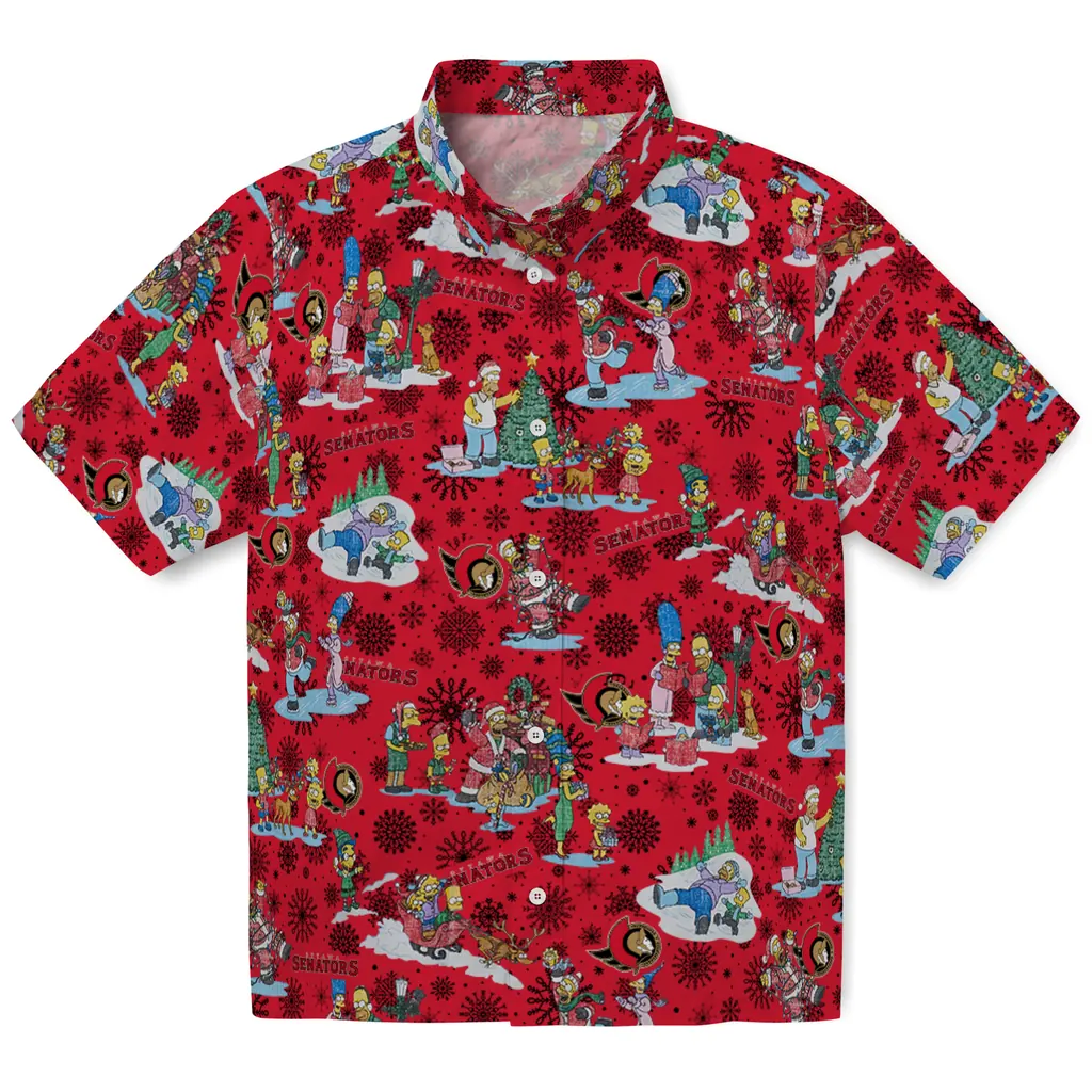 Ottawa Senators Hawaiian Shirt - Simpsons Christmas ottawa senators simpsons christmas red hawaiian shirts best selling