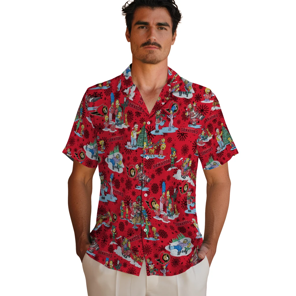 Ottawa Senators Hawaiian Shirt - Simpsons Christmas ottawa senators simpsons christmas red hawaiian shirts fashion forward