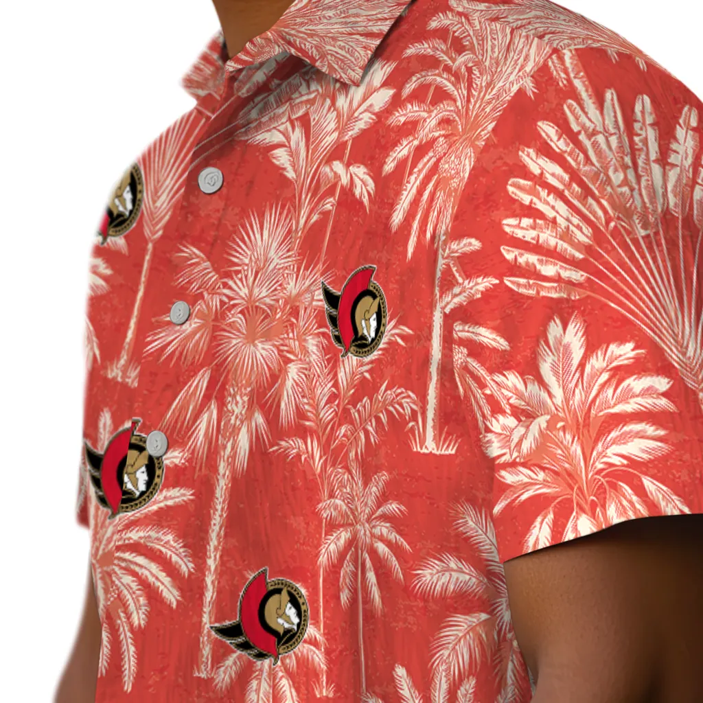 Ottawa Senators Hawaiian Shirt - Vintage Palm Tree ottawa senators palm shadows red hawaiian shirts trendy