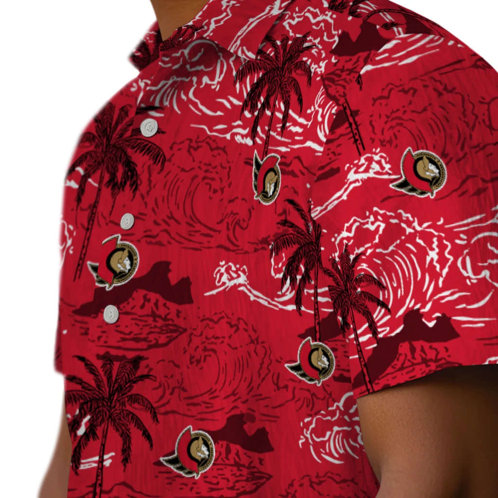 Ottawa Senators Hawaiian Shirt - Wave Palm ottawa senators wave palm red hawaiian shirts trendy