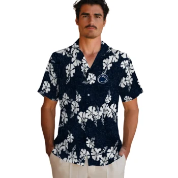 penn state nittany lions hibiscus petals blue hawaiian shirts fashion forward