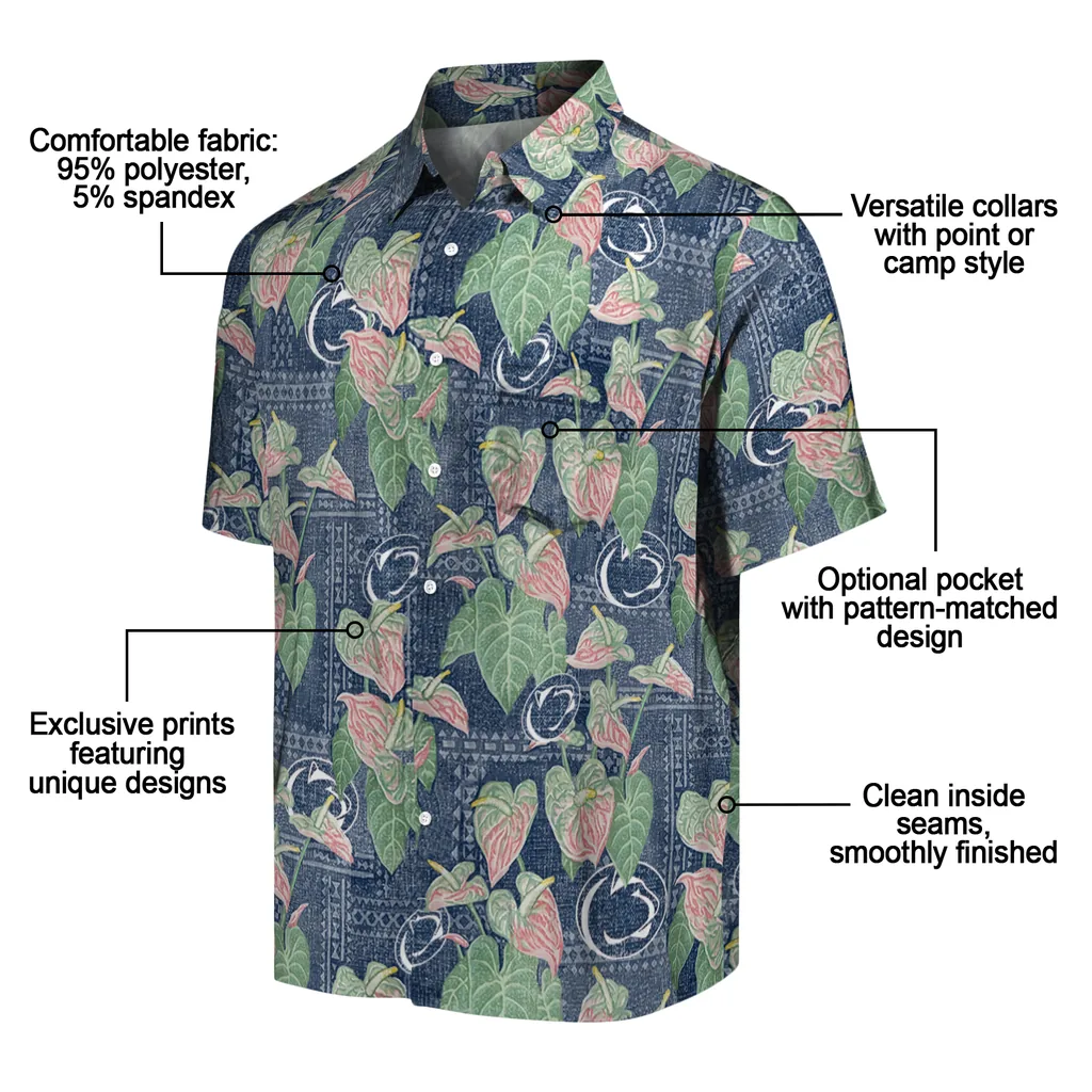 Penn State Nittany Lions Hawaiian Shirt - Anthurium Overlay penn state nittany lions anthurium overlay blue hawaiian shirts new arrival