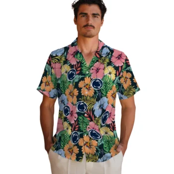 penn state nittany lions brilliant hibiscus garden hawaiian shirts fashion forward
