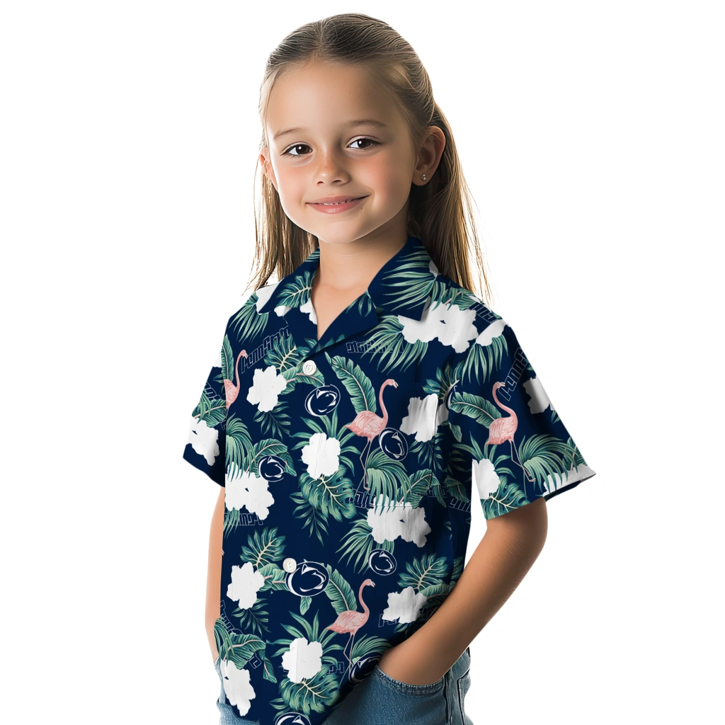 Penn State Nittany Lions Hawaiian Shirt - Flamingo and Hibiscus penn state nittany lions flamingo palms blue hawaiian shirts premium grade