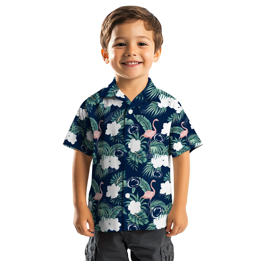 Penn State Nittany Lions Hawaiian Shirt - Flamingo and Hibiscus penn state nittany lions flamingo palms blue hawaiian shirts top rated