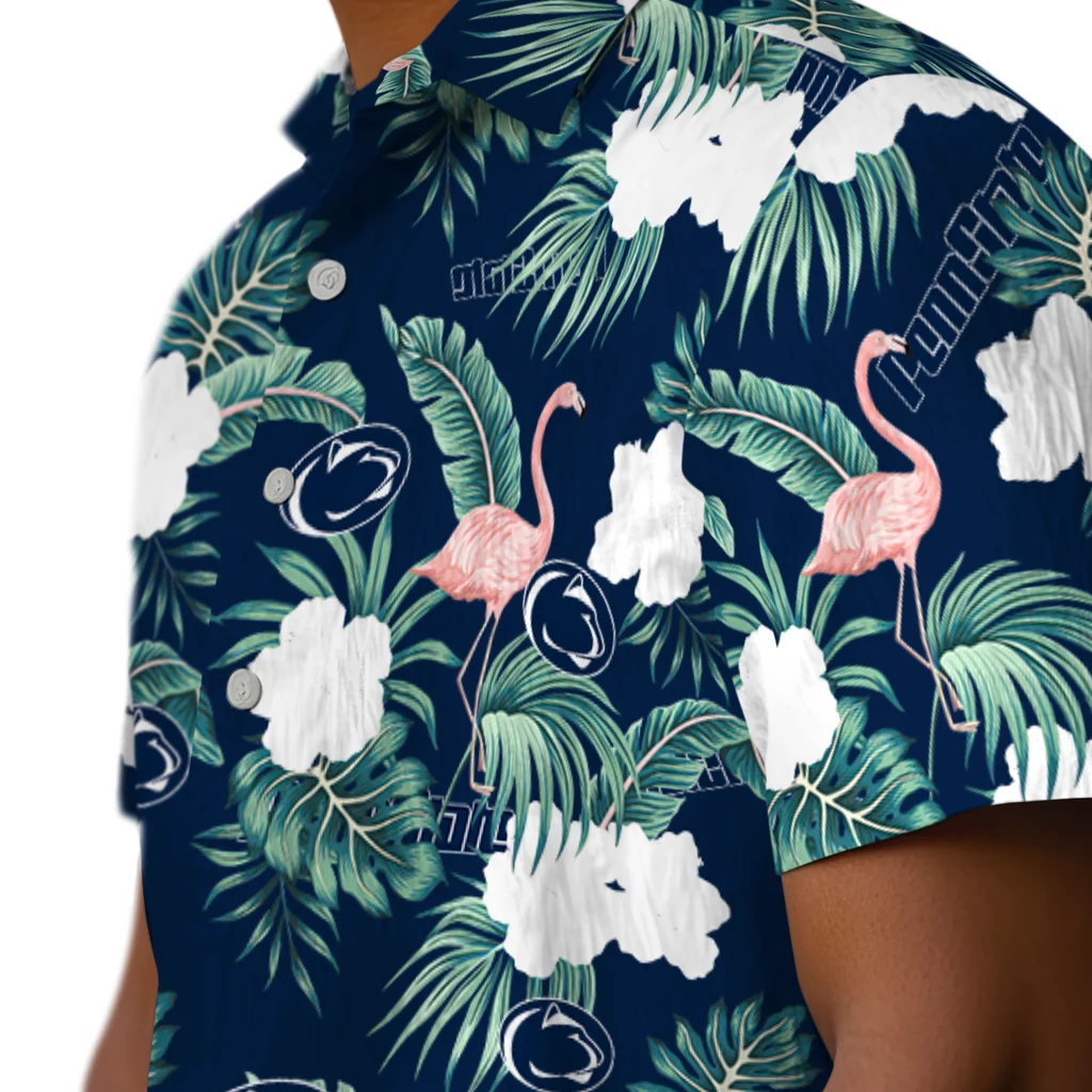 Penn State Nittany Lions Hawaiian Shirt - Flamingo and Hibiscus penn state nittany lions flamingo palms blue hawaiian shirts trendy