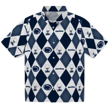 penn state nittany lions balloon plaid blue hawaiian shirts best selling