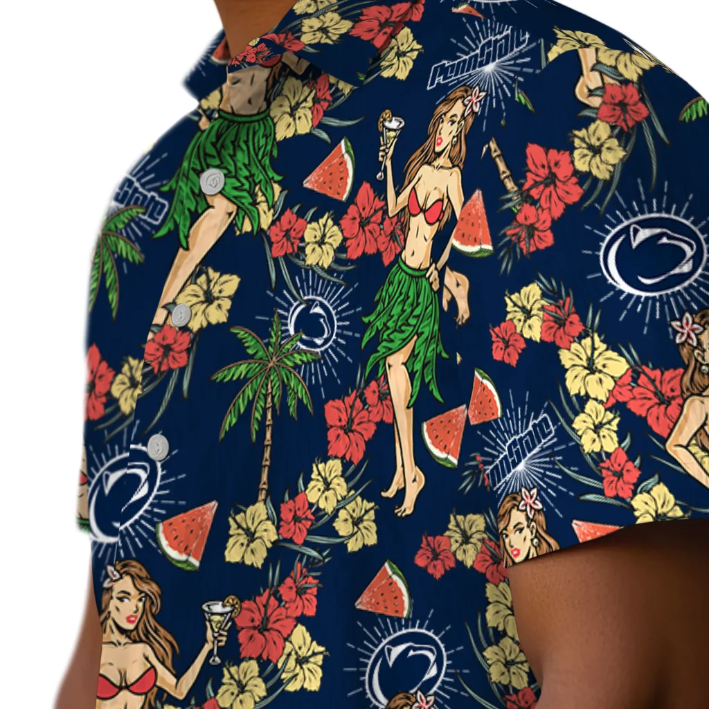 Penn State Nittany Lions Hawaiian Shirt - Hawaiian Girls Design penn state nittany lions hawaiian girls design blue hawaiian shirts trendy