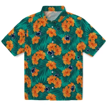 penn state nittany lions hibiscus escape green hawaiian shirts best selling