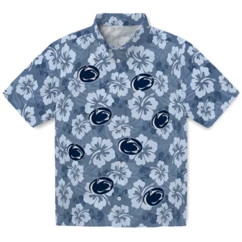 penn state nittany lions hibiscus cluster blue hawaiian shirts best selling