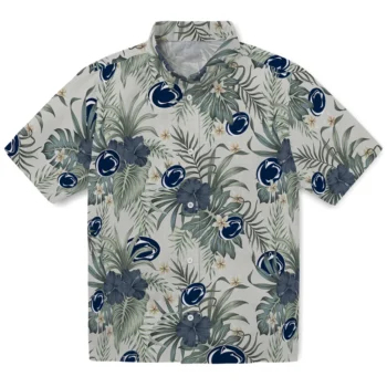 penn state nittany lions hibiscus designs beige hawaiian shirts best selling