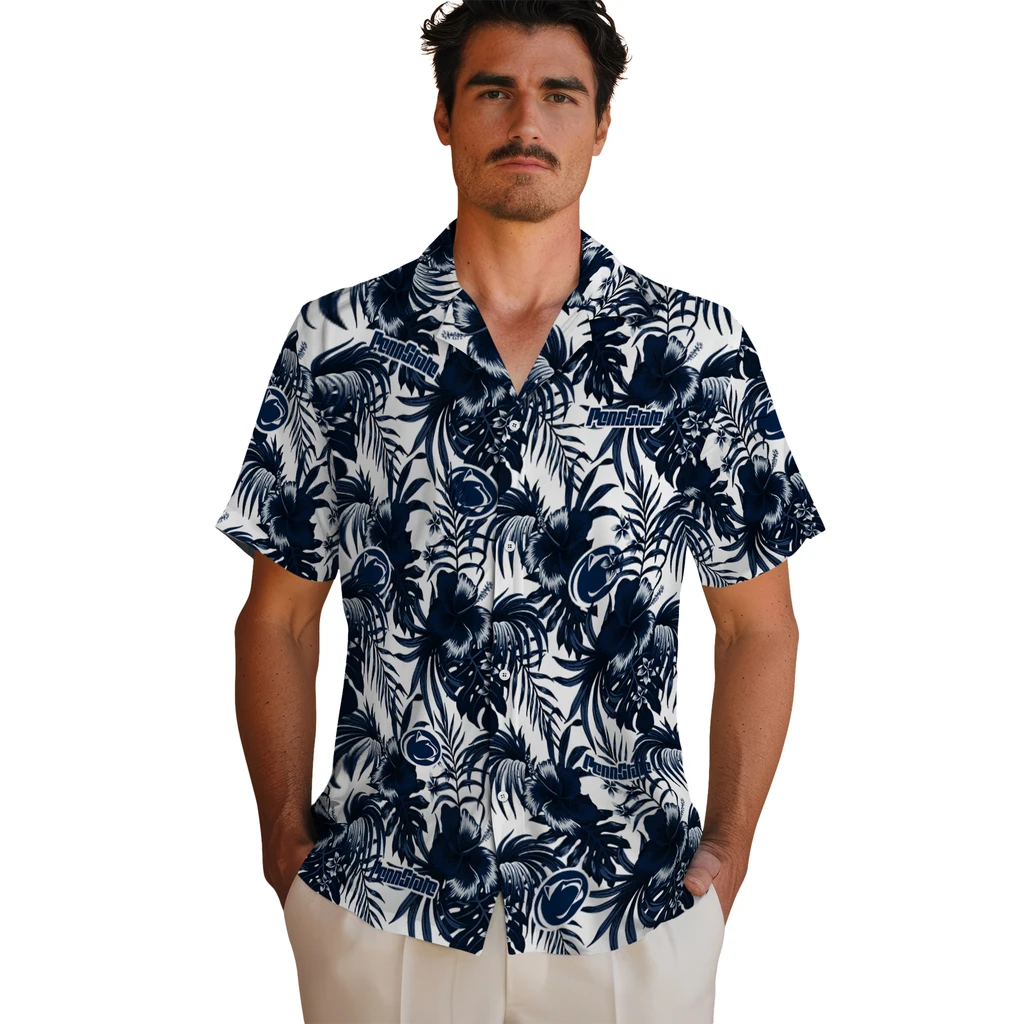 Penn State Nittany Lions Hawaiian Shirt - Hibiscus Exotic penn state nittany lions hibiscus exotic blue hawaiian shirts fashion forward