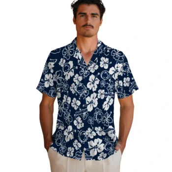 penn state nittany lions hibiscus bloom blue hawaiian shirts fashion forward
