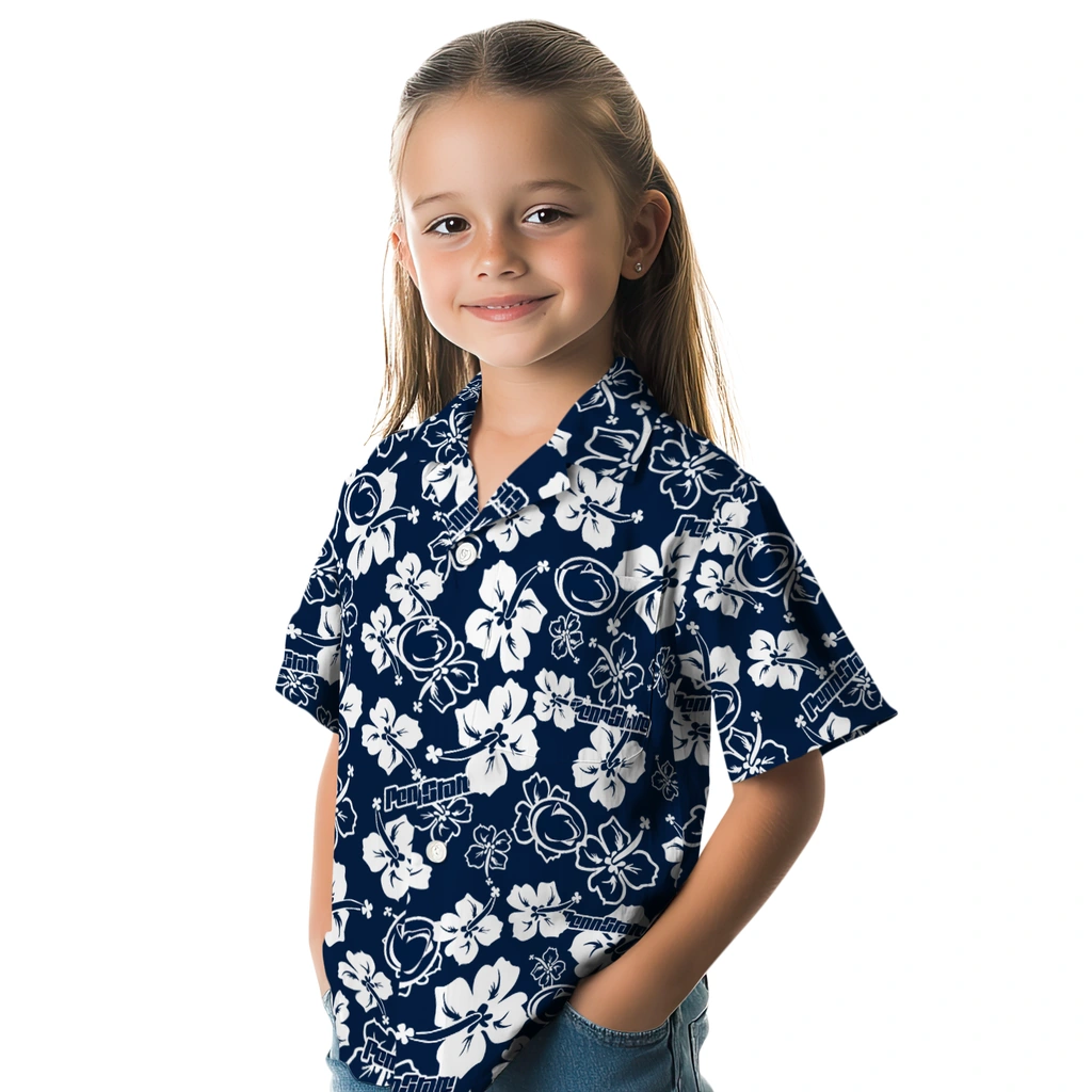 Penn State Nittany Lions Hawaiian Shirt - Hibiscus Flower Design penn state nittany lions hibiscus bloom blue hawaiian shirts premium grade