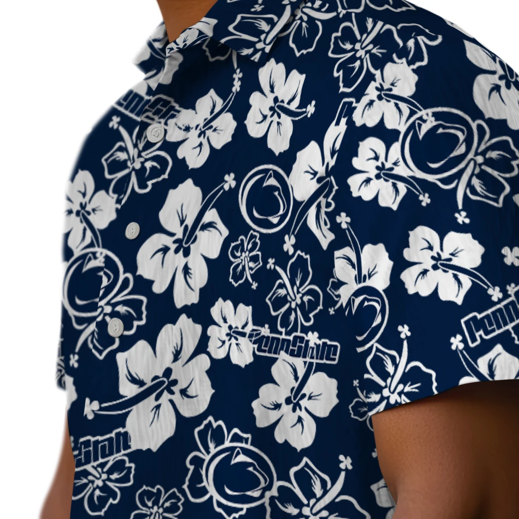 Penn State Nittany Lions Hawaiian Shirt - Hibiscus Flower Design penn state nittany lions hibiscus bloom blue hawaiian shirts trendy