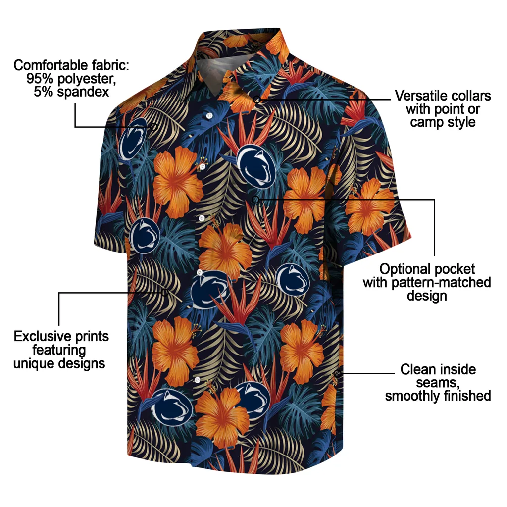 Penn State Nittany Lions Hawaiian Shirt - Hibiscus Foliage penn state nittany lions hibiscus foliage hawaiian shirts new arrival