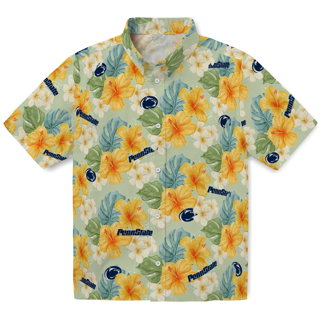 Penn State Nittany Lions Hawaiian Shirt - Hibiscus Mood penn state nittany lions hibiscus mood pale lime yellow hawaiian shirts best selling