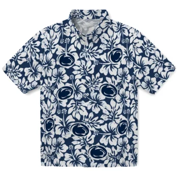 penn state nittany lions hibiscus motif blue white hawaiian shirts best selling