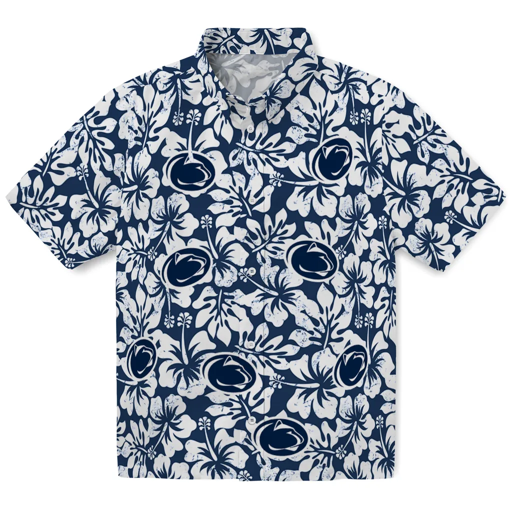 Penn State Nittany Lions Hawaiian Shirt - Hibiscus Motif penn state nittany lions hibiscus motif blue white hawaiian shirts best selling