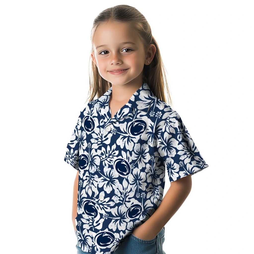 Penn State Nittany Lions Hawaiian Shirt - Hibiscus Motif penn state nittany lions hibiscus motif blue white hawaiian shirts premium grade