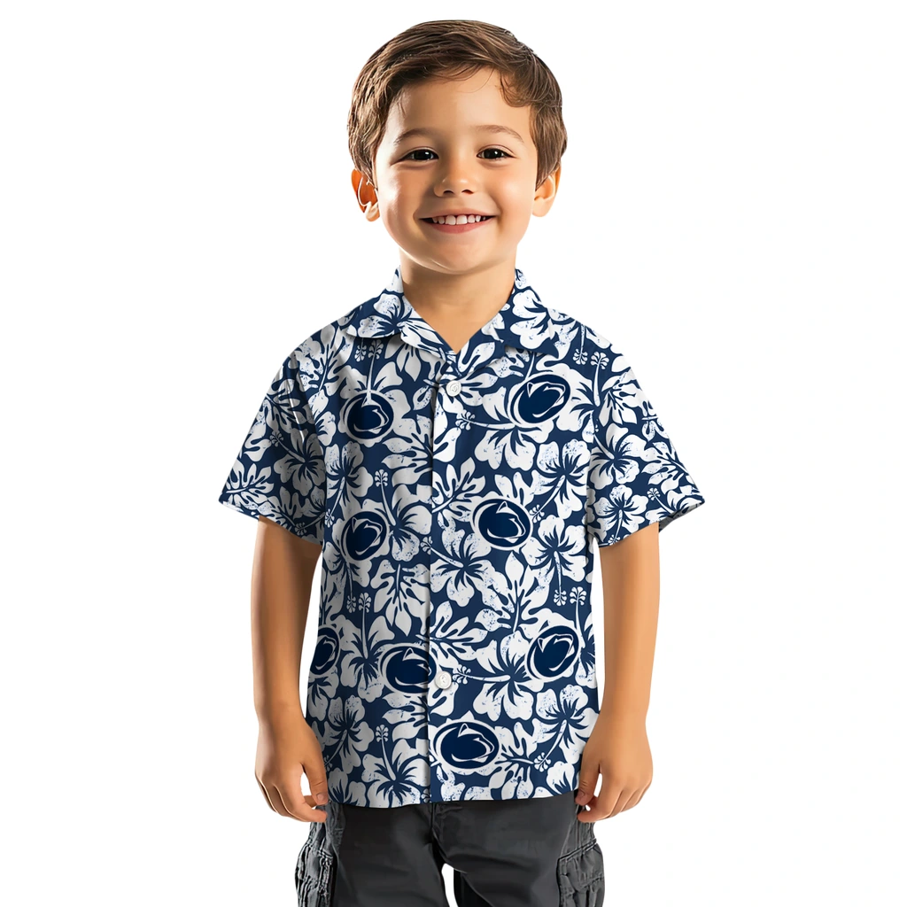 Penn State Nittany Lions Hawaiian Shirt - Hibiscus Motif penn state nittany lions hibiscus motif blue white hawaiian shirts top rated