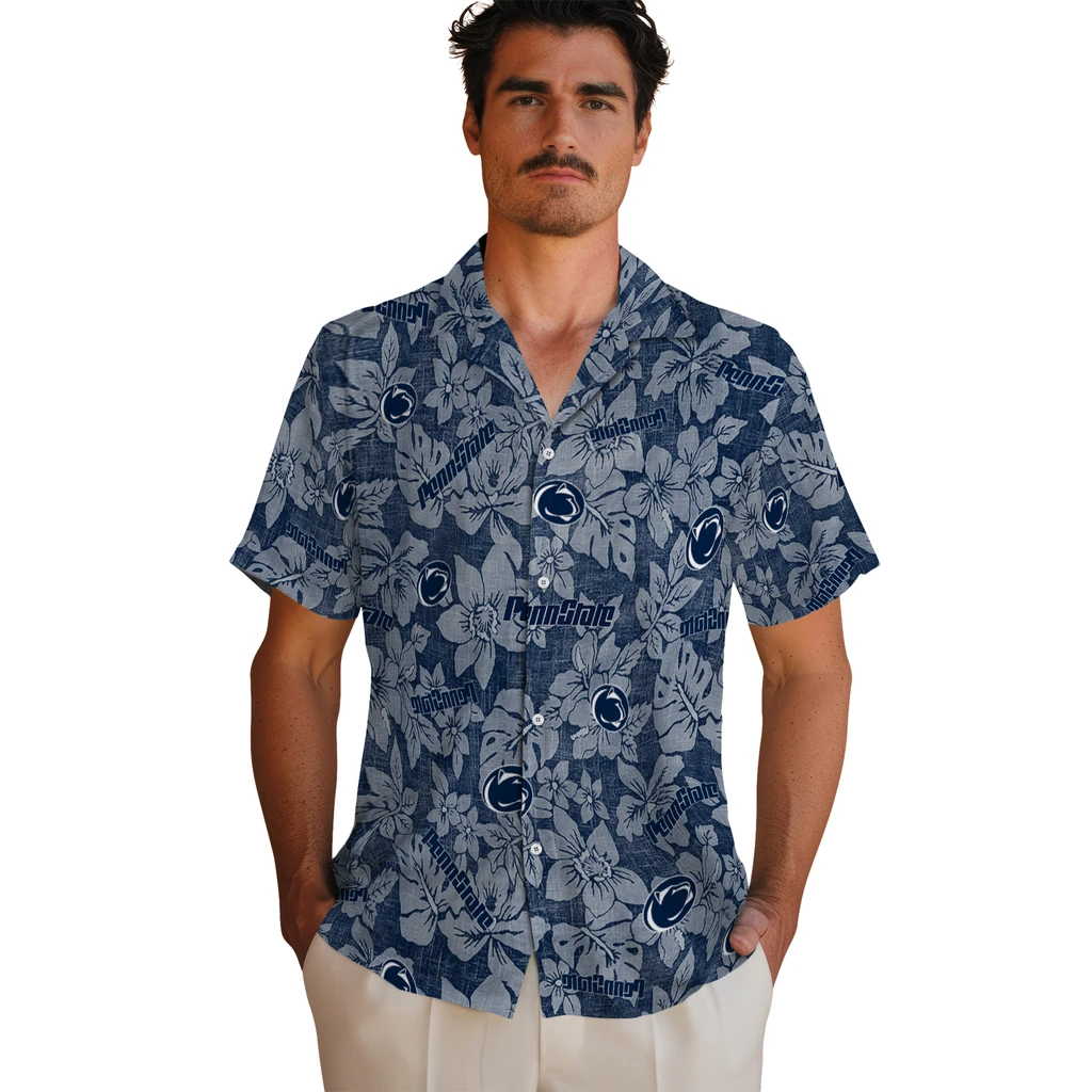 Penn State Nittany Lions Hawaiian Shirt - Hibiscus Oasis penn state nittany lions hibiscus oasis blue hawaiian shirts fashion forward