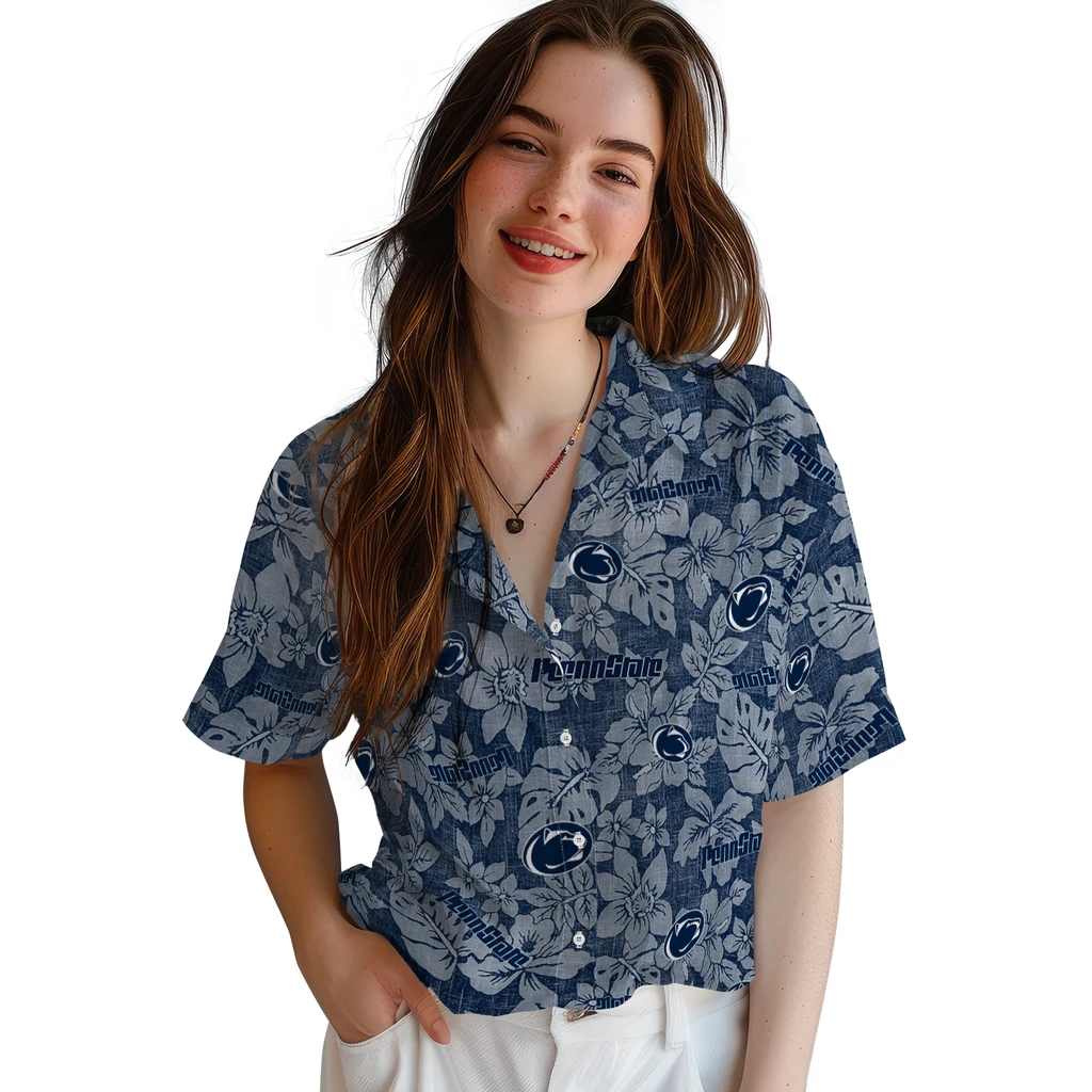 Penn State Nittany Lions Hawaiian Shirt - Hibiscus Oasis penn state nittany lions hibiscus oasis blue hawaiian shirts latest model