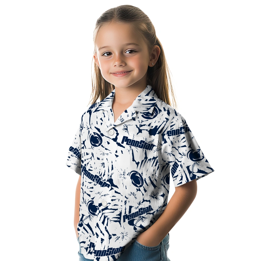 Penn State Nittany Lions Hawaiian Shirt - Hibiscus Overlay penn state nittany lions hibiscus overlay hawaiian shirts premium grade