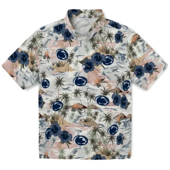penn state nittany lions hibiscus seaside white hawaiian shirts best selling