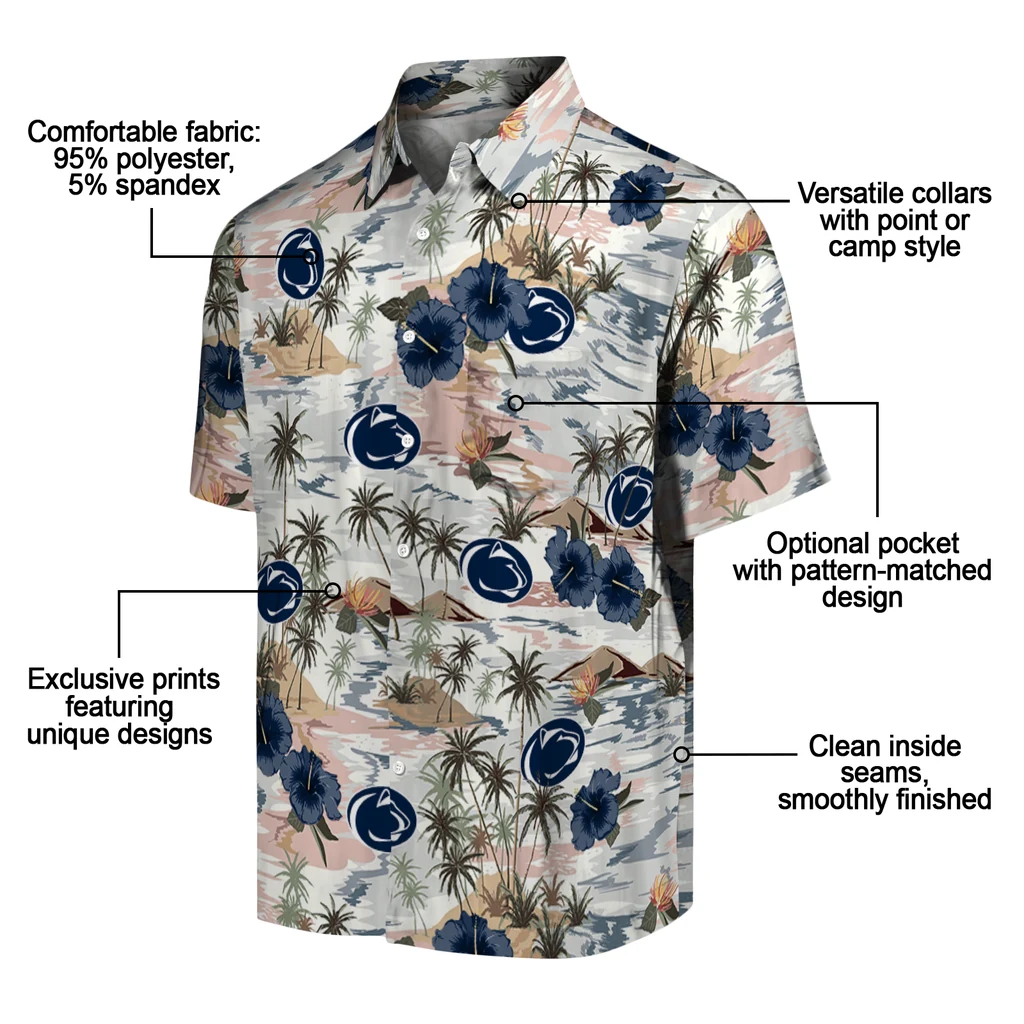 Penn State Nittany Lions Hawaiian Shirt - Hibiscus Seaside penn state nittany lions hibiscus seaside white hawaiian shirts new arrival